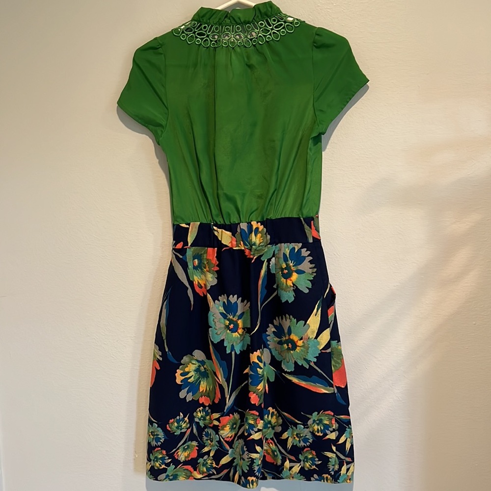 Anthropologie green floral lace detail dress - Picture 5 of 8